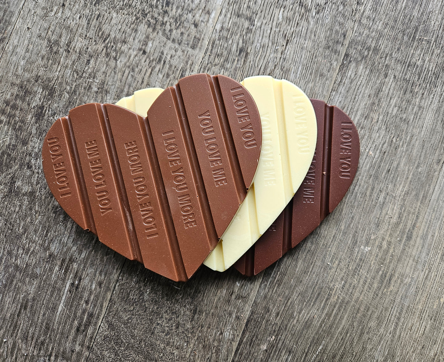 Trio chocoladereep hartvorm
