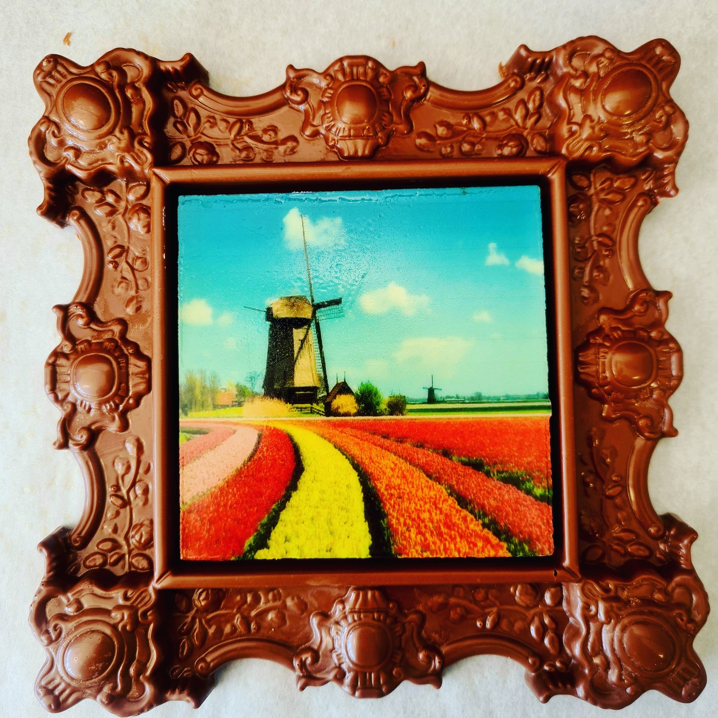 Fotolijstje van chocolade met eigen foto