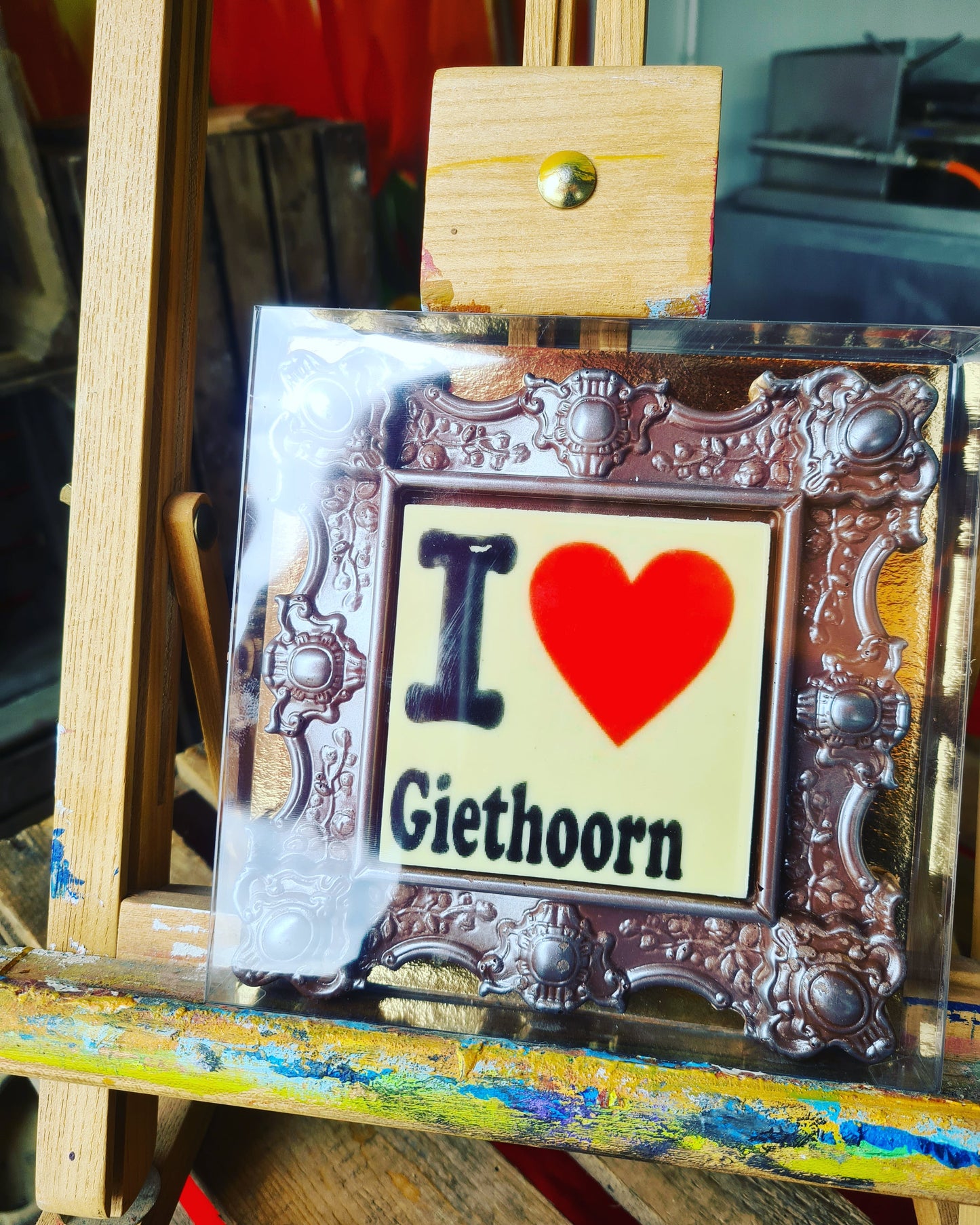 Fotolijstje van chocolade met eigen foto
