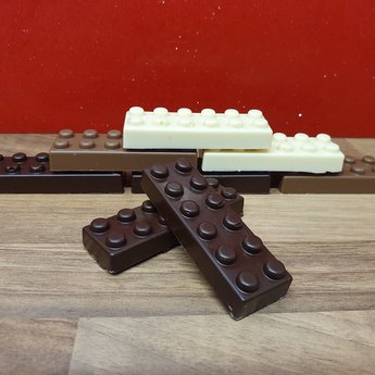 Lego stenen van chocolade