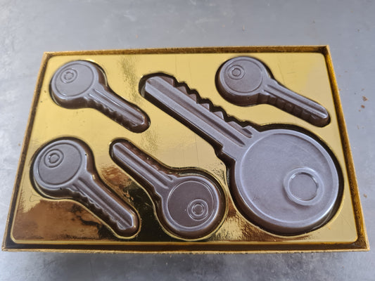 Set van 5 sleutels van chocolade