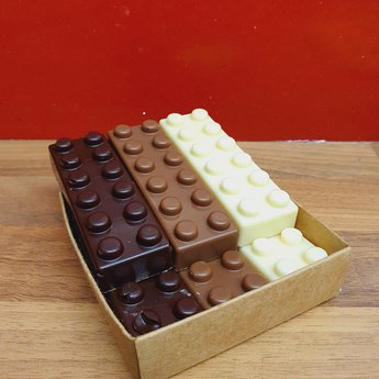 Lego stenen van chocolade